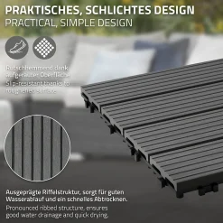 Carreaux de sol WPC WPC 30x30cm 4m² carrelage revêtement de sol anthracite