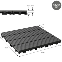 Carreaux de sol WPC WPC 30x30cm 4m² carrelage revêtement de sol anthracite