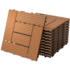 Carreaux de sol WPC 30x30 cm 5m² mosaïque pour jardin piscine patio marron clair