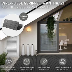 Carreaux terrasse dalles 60x30 cm 1 m² carrelage jardin aspect bois anthracite