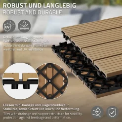 Carrelage terrasse dalles 30 x 30 cm 3 m² carrelage jardin aspect bois WPC teak