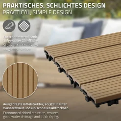 Carrelage terrasse dalles 30 x 30 cm 3 m² carrelage jardin aspect bois WPC teak