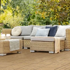 Carrelage terrasse dalles 30 x 30 cm 3 m² carrelage jardin aspect bois WPC teak