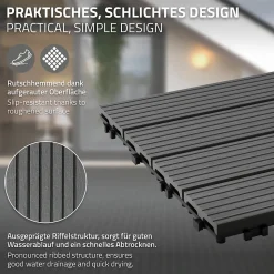 Carrelage terrasse dalles 60x30 cm 4 m² carrelage jardin aspect bois anthracite
