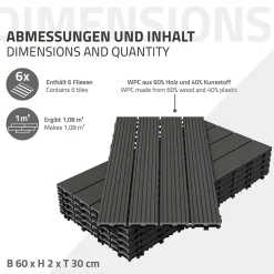 Carrelage terrasse dalles 60x30 cm 4 m² carrelage jardin aspect bois anthracite