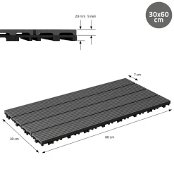 Carrelage terrasse dalles 60x30 cm 4 m² carrelage jardin aspect bois anthracite