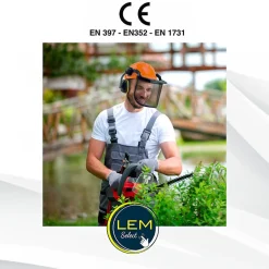 Casque Visière Professionnel de protection grillagée avec casque anti-bruit - norme CE EN1731 - EN352 - EN397