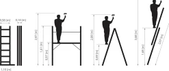 Échafaudage en aluminium DRABEST PRO, échelle 3 en 1, 2x6 marches, 1 pièce.