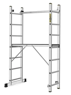 Échafaudage en aluminium DRABEST PRO, échelle 3 en 1, 2x7 marches, 1 pièce.