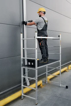 Échafaudage en aluminium DRABEST PRO, échelle 3 en 1, 2x7 marches, 1 pièce.