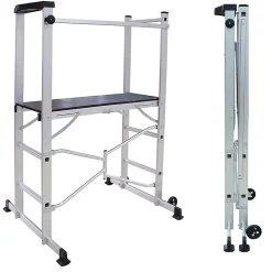 Échafaudage pliant aluminium 3 m plateau 104x40 cm léger sécurisé et compact