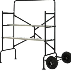 Échafaudage roulant acier 136 x 140 cm garde-corps pliable 3 hauteurs, stable et sécurisé