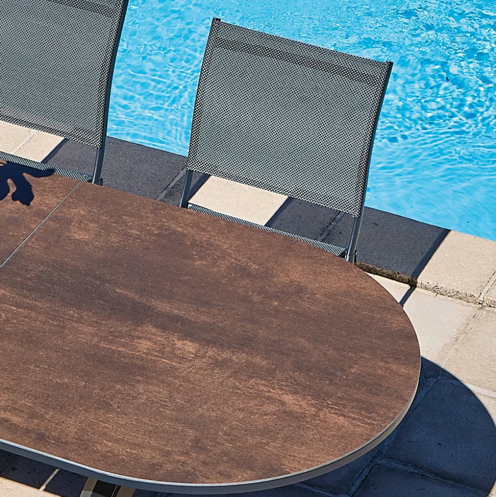Chaise de jardin en aluminium graphite effet bbm Proloisirs Élégance