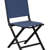 Chaise de jardin en aluminium Proloisirs Thema graphite et bleu