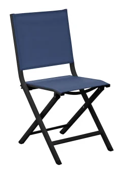 Chaise de jardin en aluminium Proloisirs Thema graphite et bleu