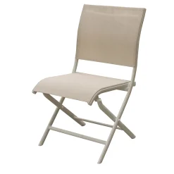 Chaise de jardin en aluminium crème effet chevron Proloisirs Élégance