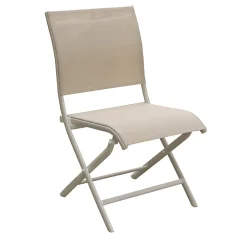 Chaise de jardin en aluminium crème effet chevron Proloisirs Élégance