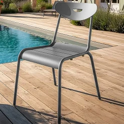 Chaise de jardin en aluminium gris Proloisirs Smiley