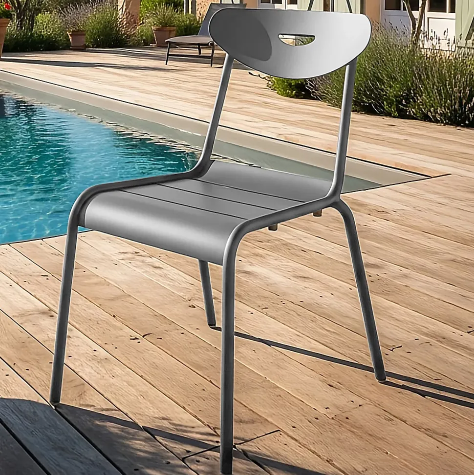 Chaise de jardin en aluminium gris Proloisirs Smiley