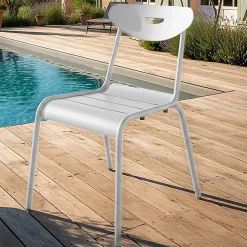 Chaise de jardin en aluminium blanc Proloisirs Smiley