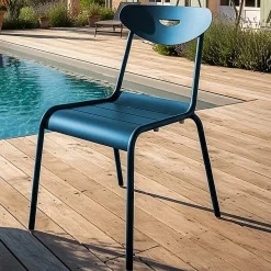 Chaise de jardin en aluminium bleu Proloisirs Smiley