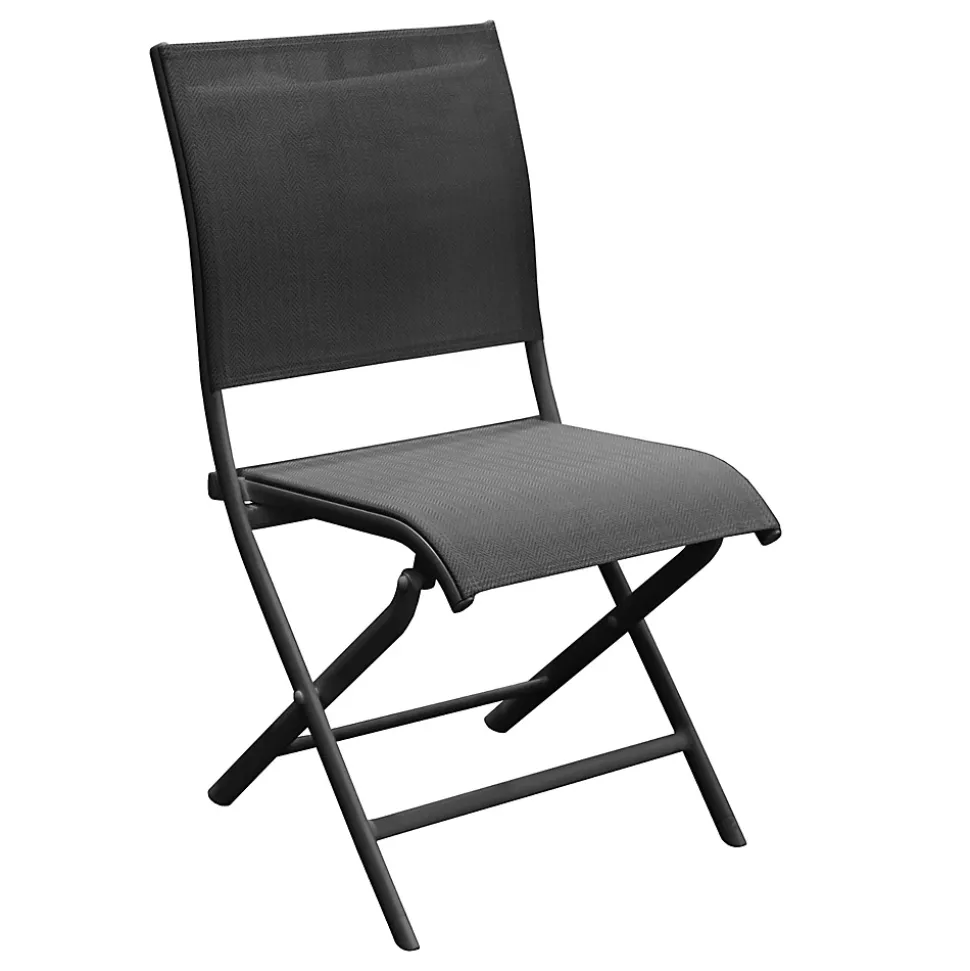 Chaise de jardin en aluminium graphite effet chevron Proloisirs Élégance
