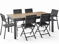 Chaise de jardin en aluminium Proloisirs Thema graphite et noir