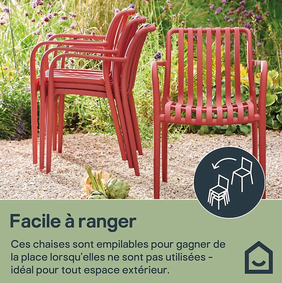 Chaise de jardin en plastique rouge cinabre GoodHome Timbo