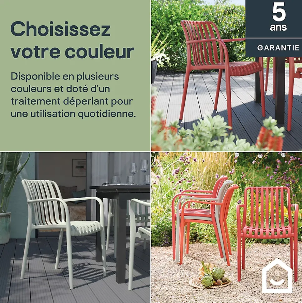 Chaise de jardin en plastique rouge cinabre GoodHome Timbo