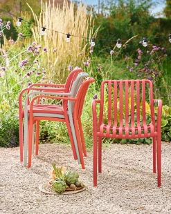 Chaise de jardin en plastique rouge cinabre GoodHome Timbo