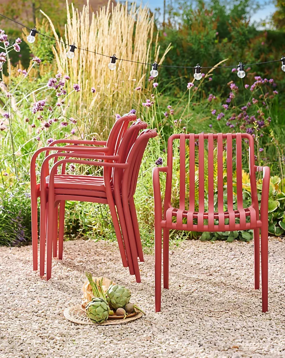 Chaise de jardin en plastique rouge cinabre GoodHome Timbo