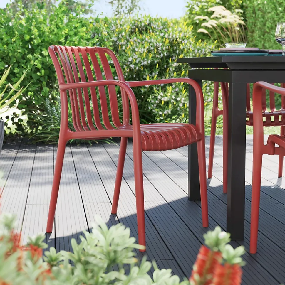 Chaise de jardin en plastique rouge cinabre GoodHome Timbo