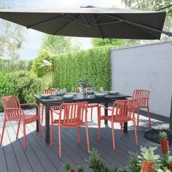 Chaise de jardin en plastique rouge cinabre GoodHome Timbo
