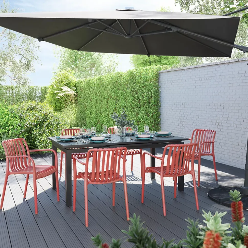 Chaise de jardin en plastique rouge cinabre GoodHome Timbo