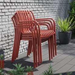 Chaise de jardin en plastique rouge cinabre GoodHome Timbo