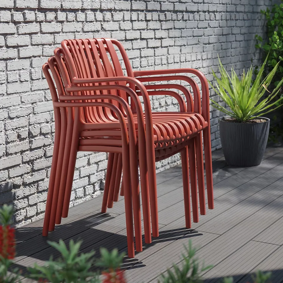 Chaise de jardin en plastique rouge cinabre GoodHome Timbo