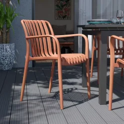 Chaise de jardin en plastique orange GoodHome Timbo