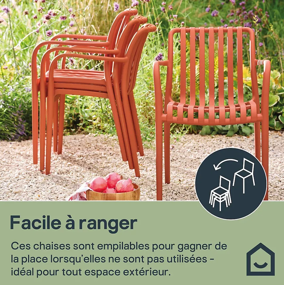 Chaise de jardin en plastique orange GoodHome Timbo
