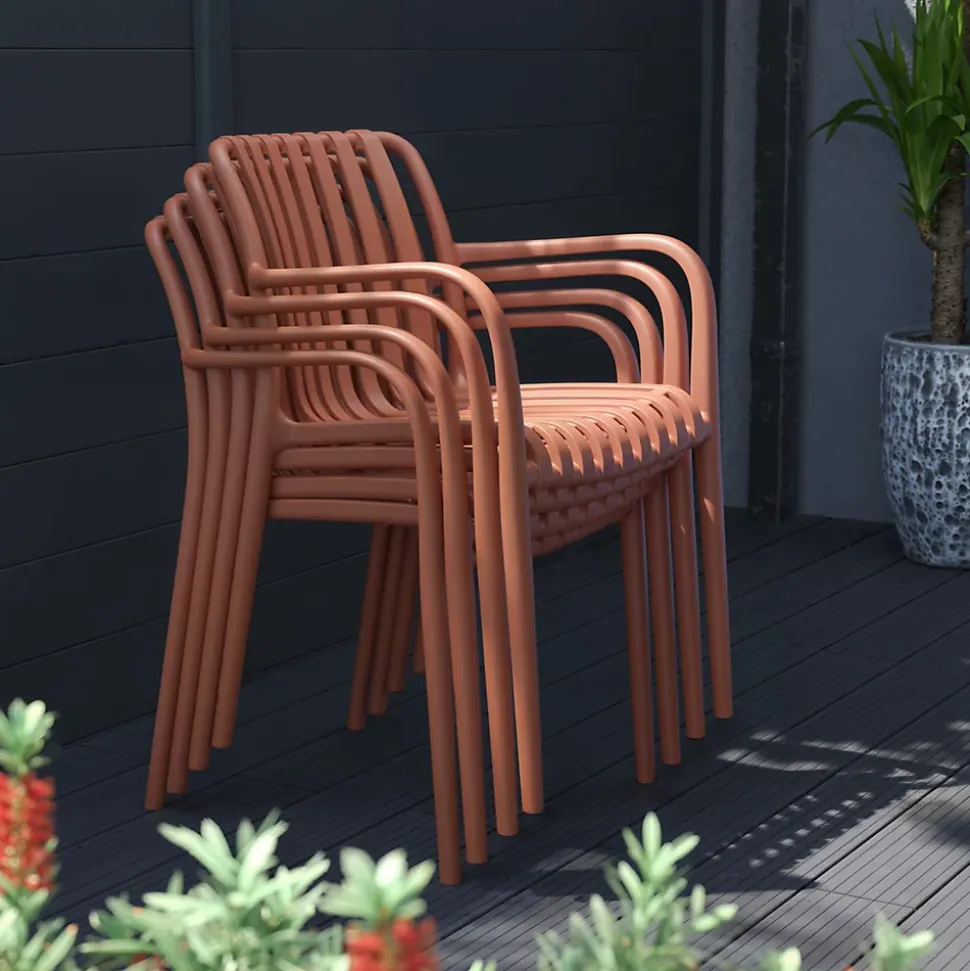 Chaise de jardin en plastique orange GoodHome Timbo