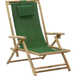 Chaise de relaxation inclinable Vert Bambou et tissu vidaXL