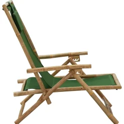 Chaise de relaxation inclinable Vert Bambou et tissu vidaXL