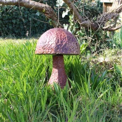 Champignon rond décoratif en acier rouillé 53x39 cm