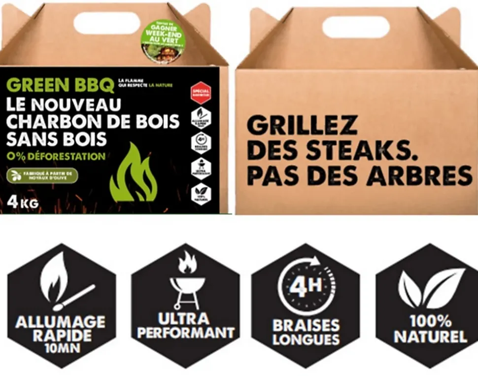 Charbon noyaux d'olives GreenBarbecue 4kg