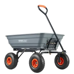 Chariot à Benne basculante, polyéthylène Robuste avec Cadre en Acier, poignée Convertible 2 en 1, Roues 255 mm