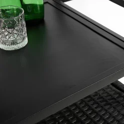 Chariot Bar Extérieur Osier Acier Seau Glace Roues Verrou Noir Blackcolors