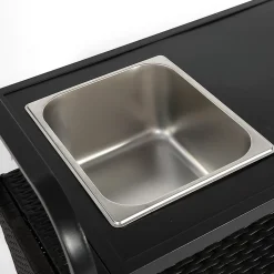 Chariot Bar Extérieur Osier Acier Seau Glace Roues Verrou Noir Blackcolors