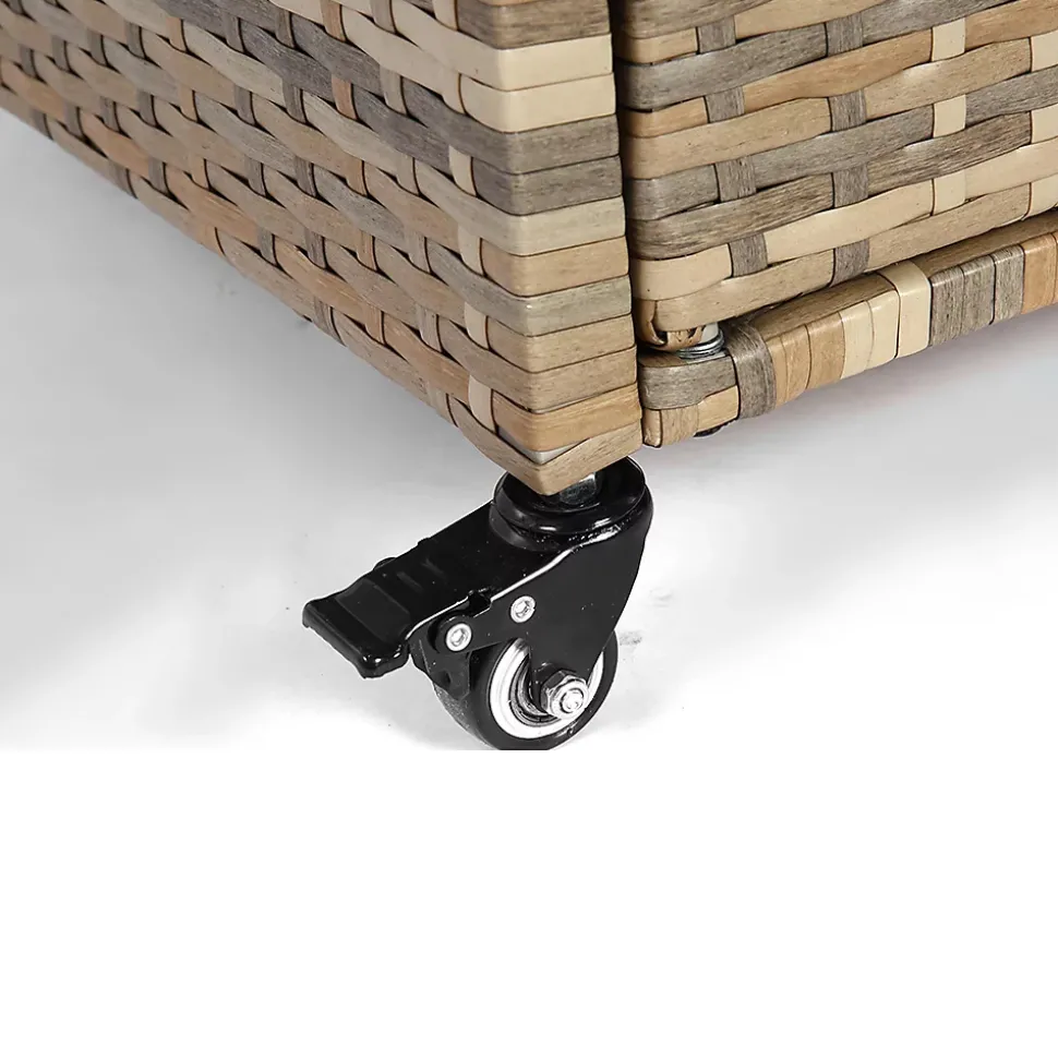 Chariot Bar Extérieur Osier Acier Seau Glace Roues Verrou Beige Blackcolors