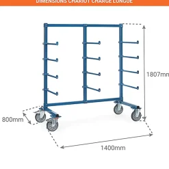 Chariot cantilever avec butées - Surface utile : 1200 x 800 mm - Charge max 500kg - 4614AS