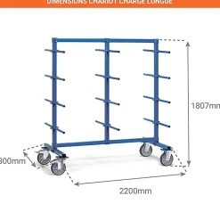 Chariot cantilever longueur utile 2000mm - charge max 500kg - 4626