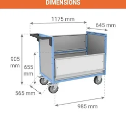 Chariot conteneur ouvert pour produits chimiques - Plateau 985x565mm - Charge max 250kg - 800726122
